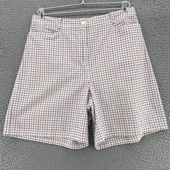Talbots Shorts Womens 12 White Multi Plaid Stretch Cotton Stretch Chino Casual - Picture 1 of 12